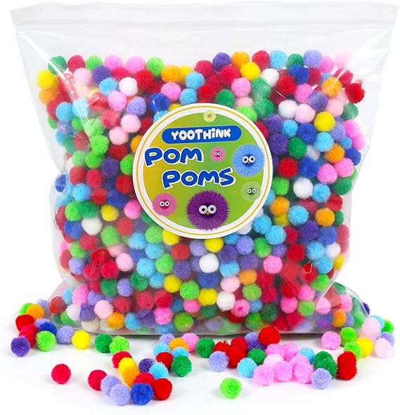 YooThink 1500 Pieces Pompoms for Crafts,Small Size 1CM Small pom poms for Crafts,Pompoms for DIY Creative Crafts Decorations