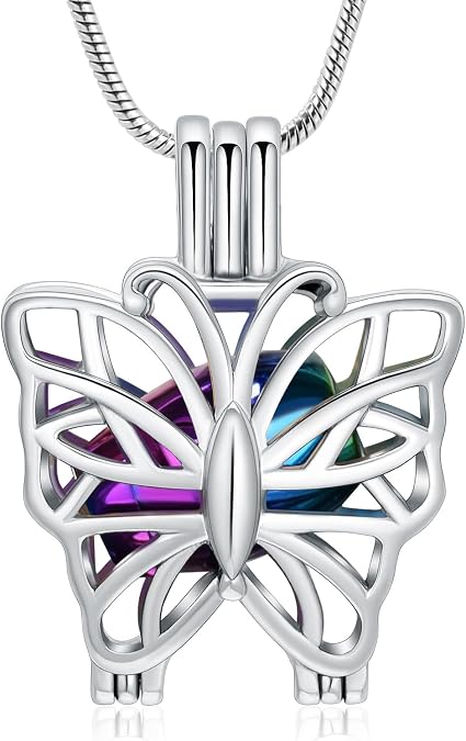 Cremation Jewelry Butterfly Urn Necklace for Ashes Butterfly Pendant Cremation Keepsake Necklace for Women Jewelry
