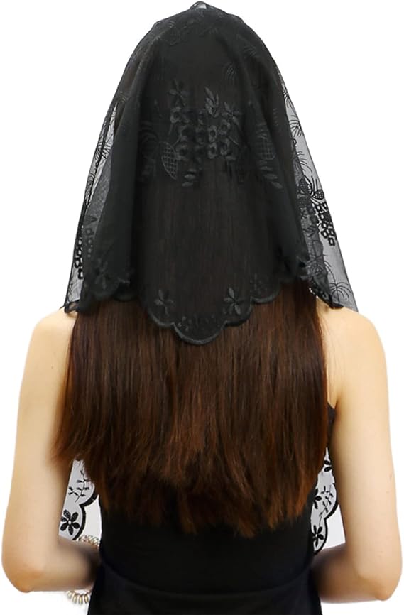 Women Lace Traditional Mass Catholic Mass Church Veil Embroidery Mantilla Mantilla Veil Latin Mass Chapel Veil Manti