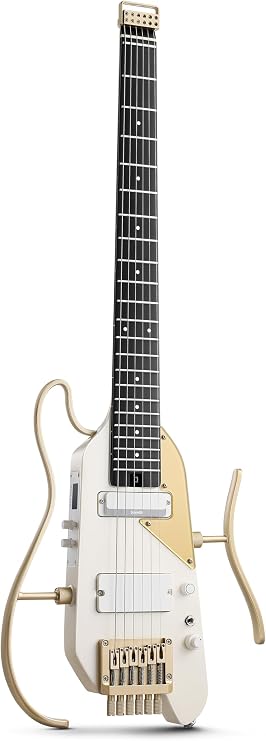 Donner HUSH-X PRO Electric Guitar Smart Travel Guitar Headless Versatile Preset White Luxe