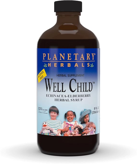 Planetary Formulas Well Child, Echinacea-Elderberry Syrup, 8 fl oz (236.56 ml) | Alcohol Free, Herbal Supplement for Seasonal Health Support
