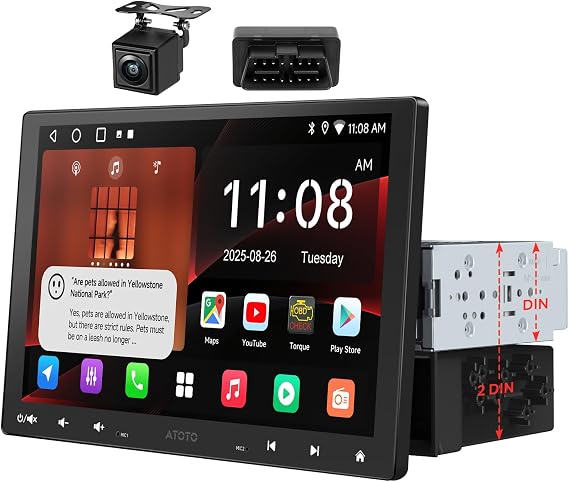 ATOTO A5L 10.1" Android Single/Double Din Car Stereo, CarPlay&Android Auto