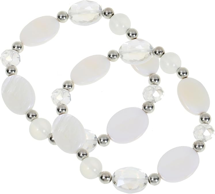 Big Beaded Bracelets for Women for women Multi Rows Boho Crystal Shell Beads Elastic Stretch Bracelets Trendy Fashion Jewelry