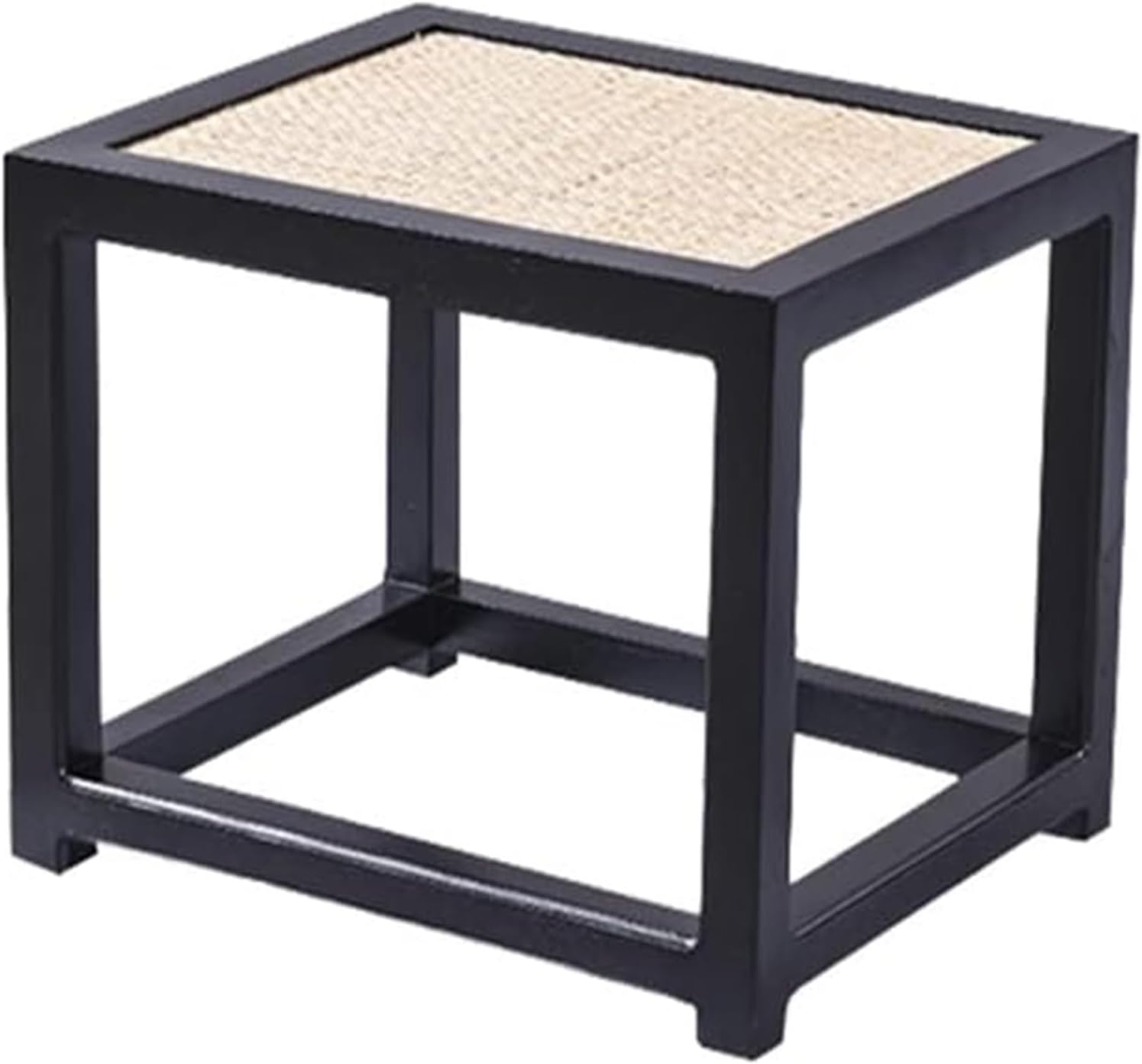 Compact Foot Stool with Black Legs - Soft Padded Seat for Living Room, Makeup, and Shoe Storage - Stylish Chinese Solid Wood Design (C-38X48X45CM)