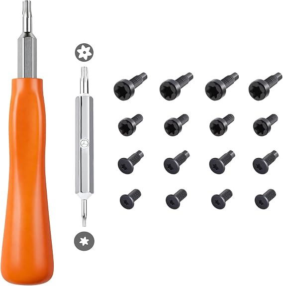 Ring Doorbell Screwdriver Replacement Tool with Security Screws, CTYUKHS | Video doorbell battery changes, WiFi resets, T6 T15 Screwdriver, 16 Pcs security screw replacement; orange magnetic tip tool