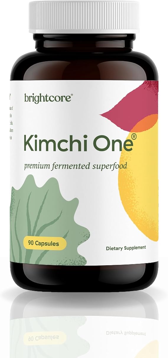 Kimchi One Powder Probiotic Capsules for Gut Health Overall Well Being 90Ct | Fermented kimchi powder with live probiotics, digestive enzymes & antioxidants. Gluten-free, 100% vegan. 90 capsules.