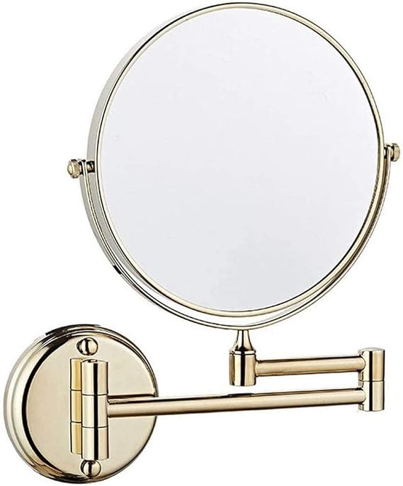 Makeup Mirror Bathroom Mirror Wall Mounted Makeup Mirror 8- inch Two- Sided Swivel Wall Mounted Mirror Extending Folding Bathroom Shaving Cosmetic Make Up Mirror3X/ 5X Magnification ( Color : Titanium