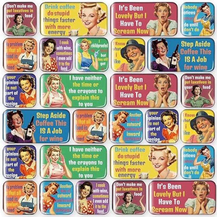 36PCS Funny Refrigerator Magnets for Women - Retro Magnetic Decorative Magnet Decorations, Office Fridge Decor Gifts