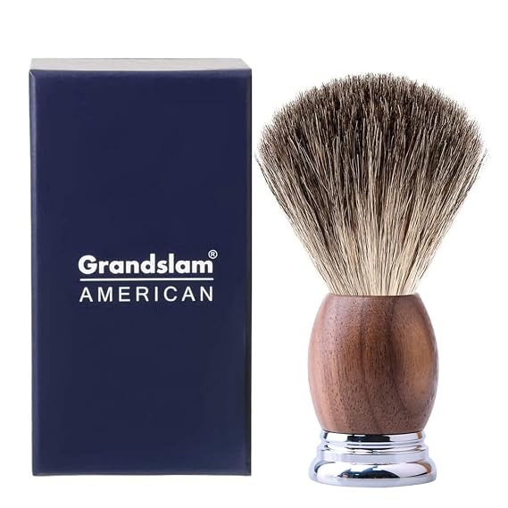 Grandslam Shaving Brush for Men Pure Badger Hair Brush with Wood Handle