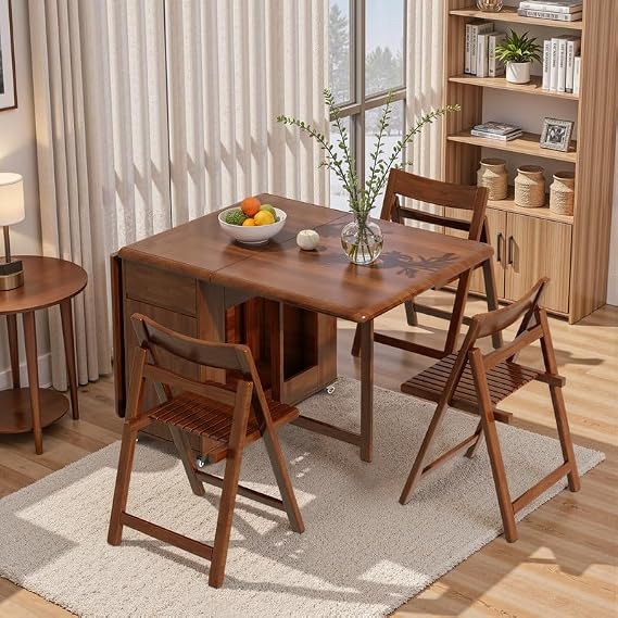 Folding Drop Leaf Dining Table, Space Saving Kitchen Table