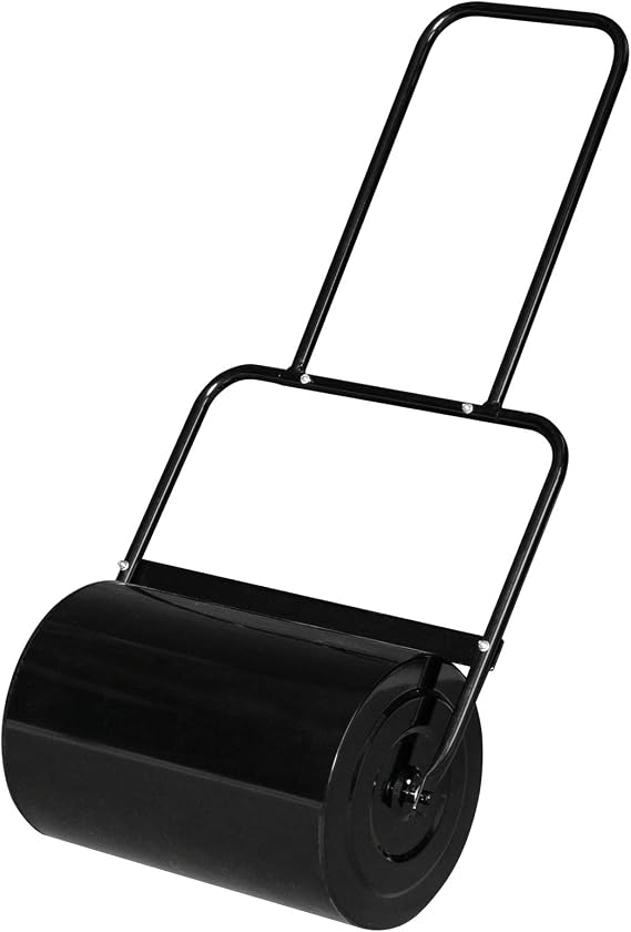 VINGLI 20 Inch Lawn Roller Water Filled Pull Behind Garden Drum Roller Push/Tow Behind, Water/Sand Filled for Garden, Lawn, Backyard (Black)