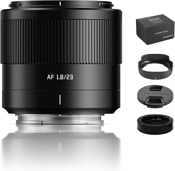 TTARTISAN 23mm f/1.8 AF APS-C Prime Lens for Sony E-Mount | Lightweight, 35mm full-frame equivalent, 0.3m close-up, 5052 aviation aluminum, 210g, STM AF f1.8 prime for everyday carry