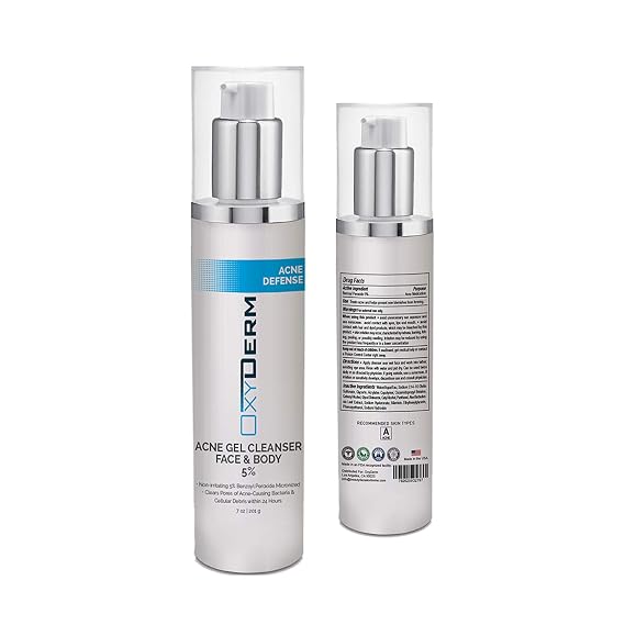 Acne Face wash Treatment with Benzoyl Peroxide 5% - Clinically Proven Wash to Fight Acne Blemishes on Contact. Eliminates Cystic Breakouts, Oily Skin, Clogged Pores, Blackhead, Whitehead, Pimples.