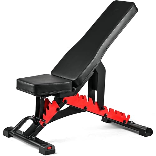Adjustable workbench, professional weightlifting workbench with adjustable and foldable 1100LB weightlifting platform, multifunctional exercise platform for bench press and sit ups