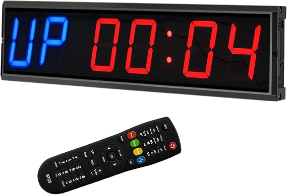 LED Interval Timer Count Down/Up Clock Stopwatch (Two Blue+Four Red)