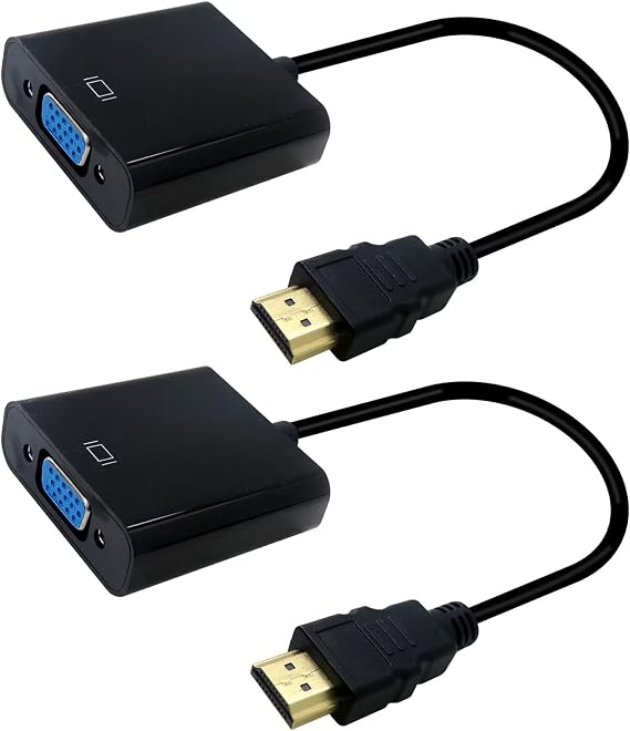 New Upgraded HDMI Male to VGA Female Converter 2pcs for PC/Computer/Desktop/Laptop HDMI Port Connect to Monitor/Projector/HDTV & More VGA Port, Up to 1920 x 1080 @ 60Hz 1080p HD