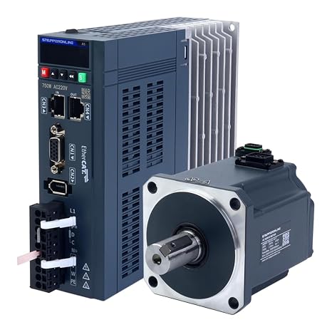 STEPPERONLINE AC Servo Motor kit EtherCAT A6 Series 750W Servo Motor 3000rpm 2.39Nm 17 Bit Absolute Encoder IP67 + 750W EtherCAT AC Servo Motor Driver+ 3.0M Cabels