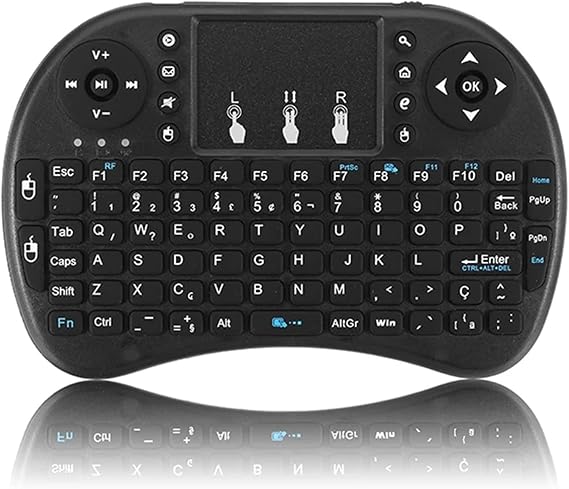 Mini Wireless Keyboard, Portuguese Version 2.4G Wireless Mini Keyboard, Touchpad Air Mouse, Compatible with PC, Smartphone, Smart TVBOX and Phone