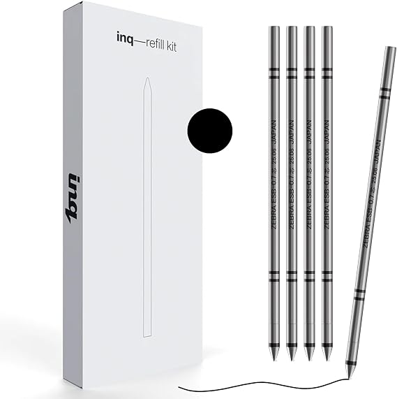 inq PEN Kit 5-Pack D1 Refills (Black), 0.7mm Conical ESB-0.7 Emulsion Ink Cartridges with Removal Tool for Smooth Quick-Dry Writing