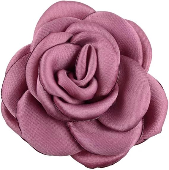 20pcs Handmade Fabric Flowers for Dresses, 2.4in Silk Camellia Flowers Solid Color Sewing Ribbon Flowers for Clothing Crafts Headband Hairclips Wedding Party Decoration (Cameo Brown)