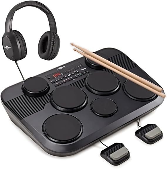 Gear4Music DD70 E Drum Kit for Adults Beginners with Pro Headphones