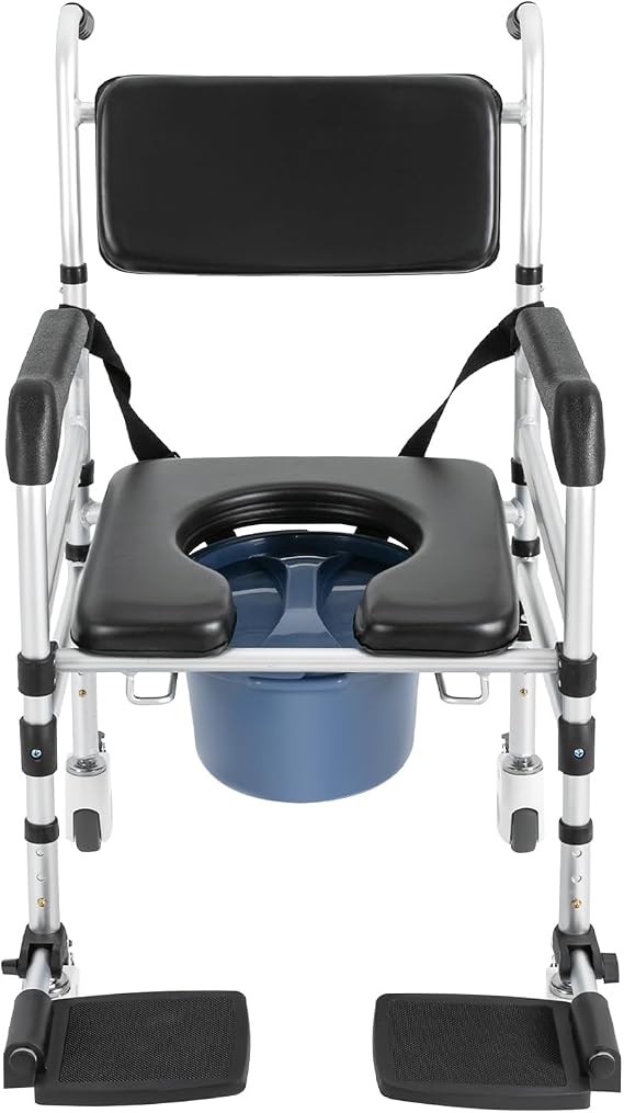 Shower Chair with Wheels, Folding Shower Chair,Height Adjustable Shower Chair with Padded Cushion and Backrest,Load-Bearing Capacity 352.74 Lbs,for The Elderly, Disabled, Pregnant