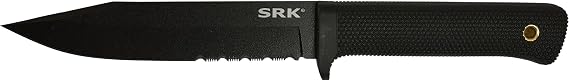 Cold Steel Exclusive SRK Fixed Blade Knife 6" Partially Serrated Clip Point SK-5 Black Blade Kray-Ex Handle Black
