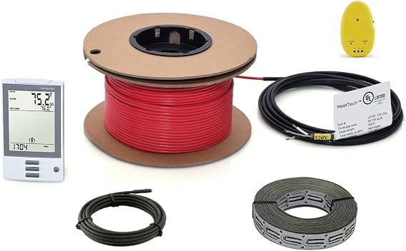 40 sqft 240V Electric Radiant Floor Heating Cable Flexible in-Floor Heating Wire for Tile Easy Install Electric Underfloor Heating System Cable Safe