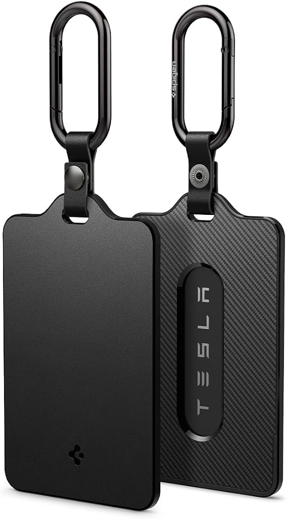 Spigen Tesla Anahtar Kartı ile Uyumlu Cüzdan Kartlık + Karabiner Anahtarlık (2 Adet) TO243 Siyah - ACP07175 (Spigen TR Garantili)