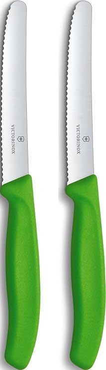 Victorinox Swiss Classic, Tomato and Table Knife, Extra Sharp Blade, Wavy Edge, 11 cm, Stainless Steel, Green