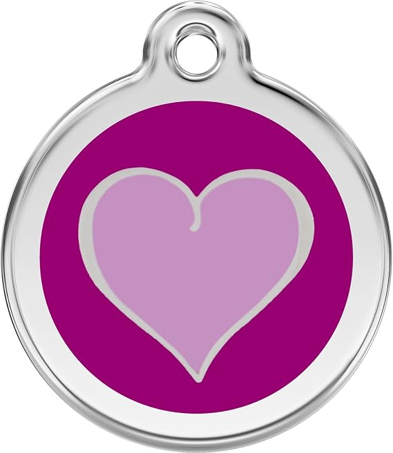 Red Dingo Personalized Purple Heart Pet ID Dog Tag (Medium)