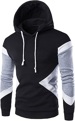 Muscularfit Sweatshirts for Men Loose Fit Long Sleeve Color Block Pullover Hooded Outdoor Fashion Sport Gym Workout Hoodies