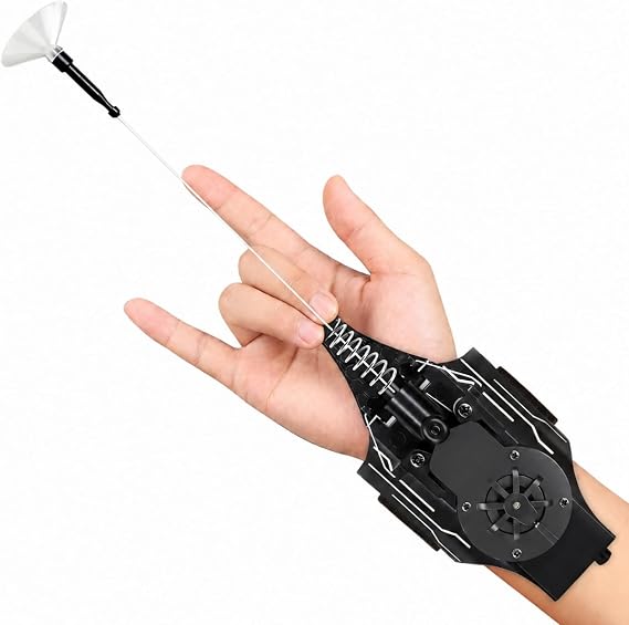 Spider Web Shooter - 8FT Web Launcher for Kids, Spider Silk Slinger Wrist Toy for Superhero Funs (Black White)
