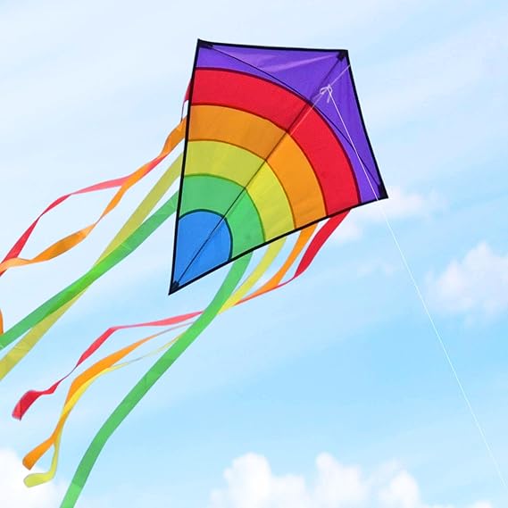 Rainbow Diamond Kite for Kids & Adults, Easy to Fly Kites for Kids Ages 4-8