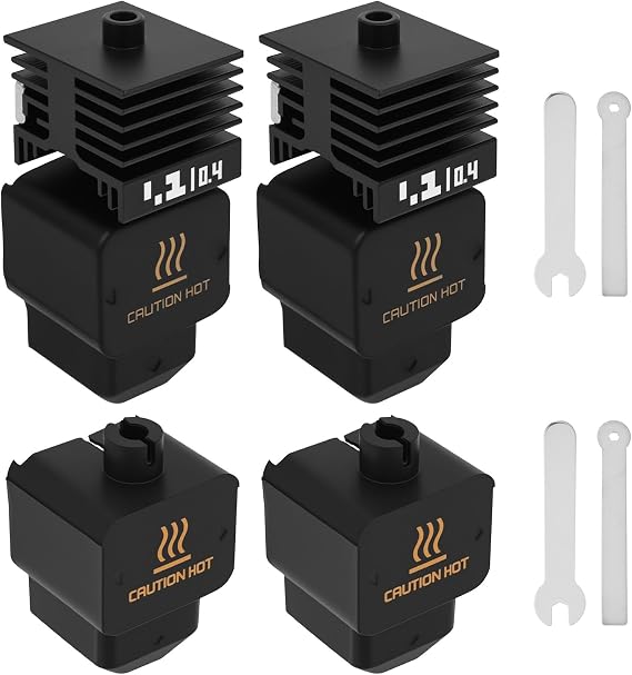 2 Pack 0.4mm Combo Hotend Kit - High Temperature Hardened Steel Nozzle Upgrade with 4 Silicone Covers, Pressure Head Extruder Replacement for Bambu Lab P2S/H2D/H2S/A1/A1 Mini.