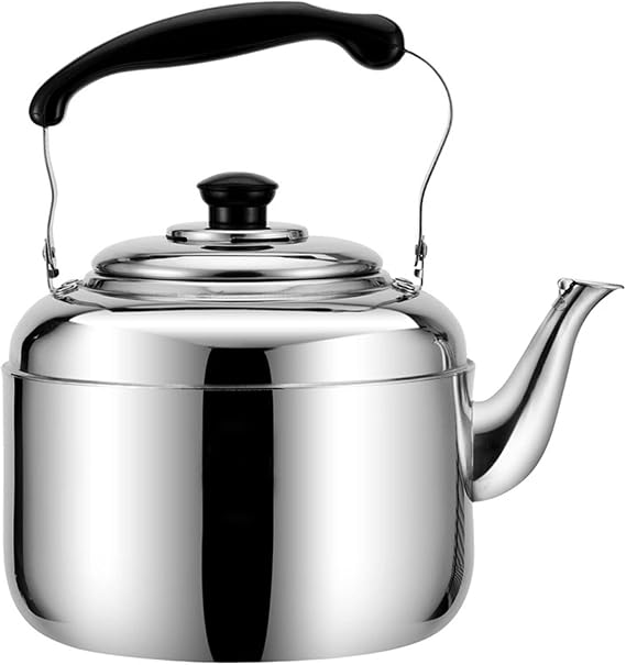 Classic Whistling Tea Kettle - 304 Stainless Steel Stovetop Teapot for Induction, Gas, Electric, and Halogen Stoves - Fast Heating Ergonomic Handle(4L)