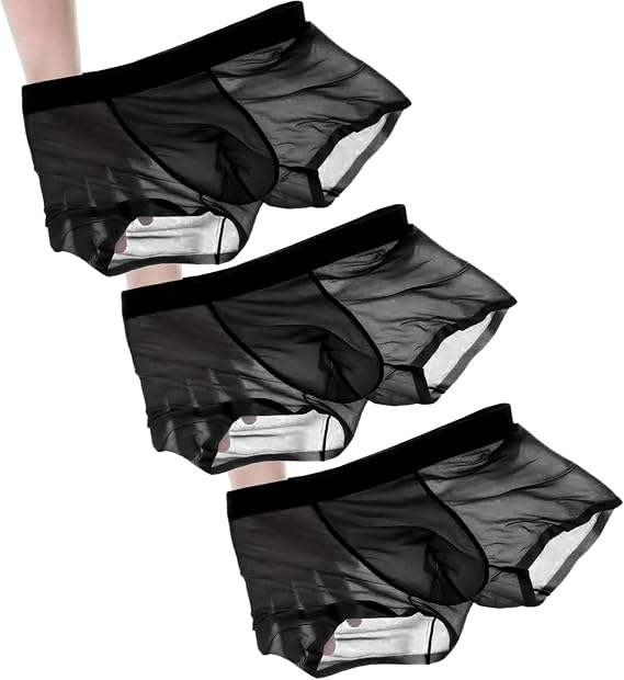 Men's Boxers Ice Silk Panties 3Pack Comfortable Cool Underwear Super Thin Trunks