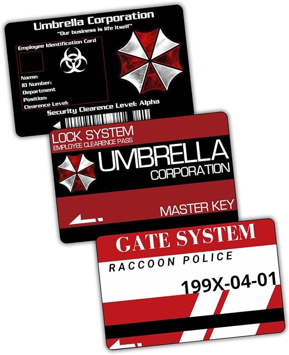 Miami Graphic Solutions Survival Horror Key Card Pack Set of 3 PVC Access Cards Sci-Fi Biohazard Style Collectible Cosplay Accessories