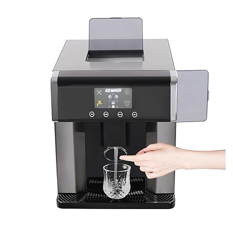 Ice Maker Countertop, Portable Countertop Nugget Ice Maker,Pebble Stainless Steel with Self Cleaning,for Home/Party/RV/Camping (Black)