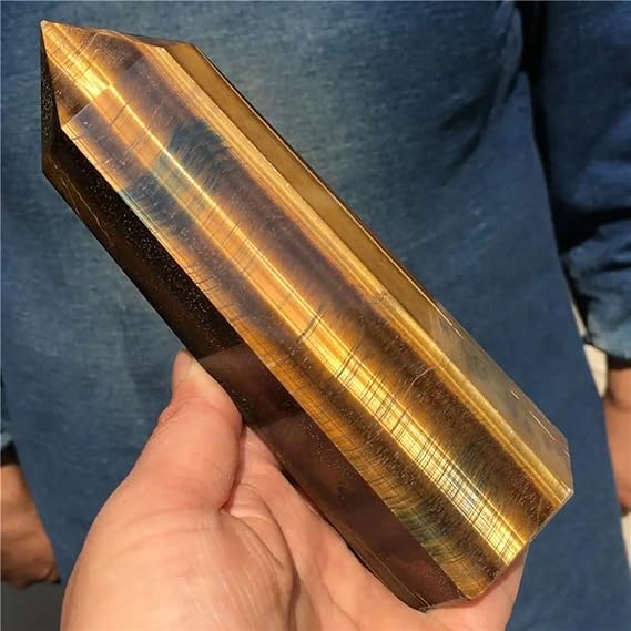 AtkitS Meditation Natural Tiger Eye Obelisk Quartz Crystal Point Wand (Size : 700-750g)