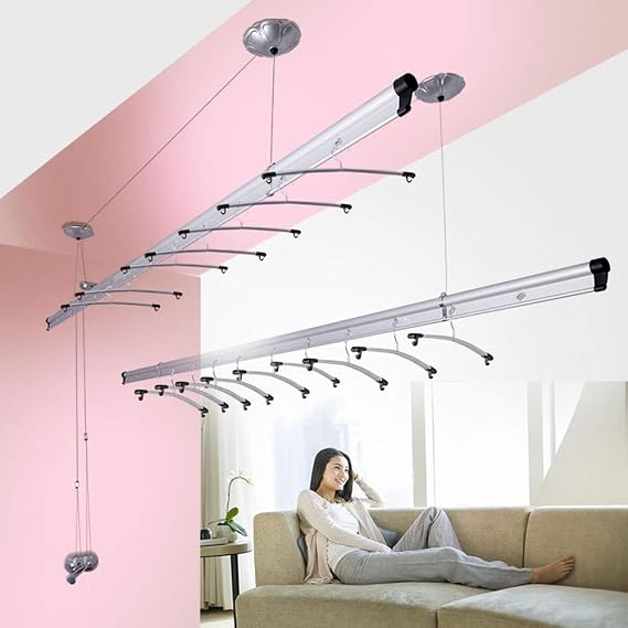 Drying Rack Clothes Ceiling Pulley Airer, Dryer, Manual, Strong and Easy to Install