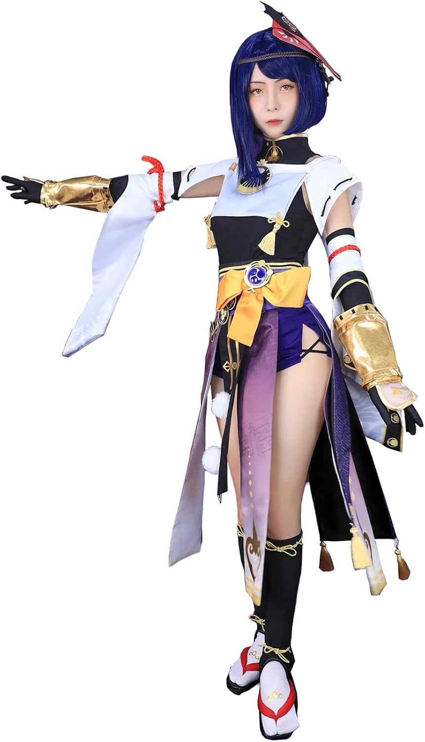 NOKIJP Haragami Lightning Bolt Cosplay Wigless Yae Kamiko Cosplay Raiden Shogun Cosplay Costume Genshin Impact Kujo Sara Cosplay Sara Cosplay Sayu Cosplay