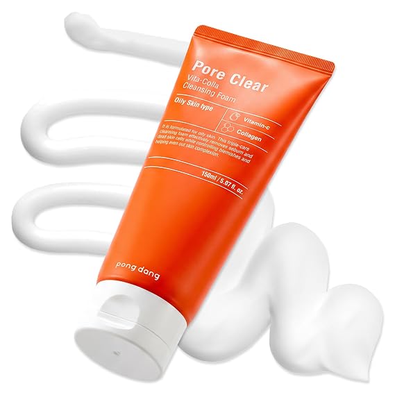 PONGDANG Pore Clear Vita-Colla Cleansing Foam (5.07fl.oz) | Facial Cleanser, Face Wash for Oily Skin | Deep Cleansing with Vitamin C, Collagen