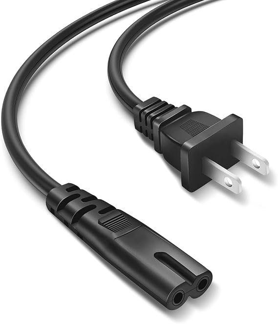 8FT 2 Prong TV Power Cable Cord for TCL Roku Smart LED LCD HD 24" 32" 40" 42" 43" 48" 50" 55" 60" 65" 75" 85" Inch TV- TCL Roku TVs 55s405 43s425 50s425 AC Power Cable Longer Plug Cord Replacement