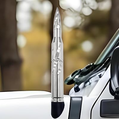 50 Cal Bullet Antenna Car Truck Universal Replacement for GMC Sierra 1500 Chevy Dodge Ram Silverado 1500 Ford F-150 Accessories RAM 1500 Short Antenna Replacement