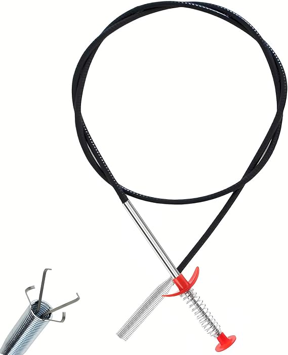 Drain Snake, Drain Clog Remover - Gutter Cleaning Tools Drain Cleaner for Toilet Sewer Shower Kitchen Bathroom Tub Clogged Drains Opener Cleaning Tool, Flexible Grabber Claw Pick Up Reacher (63 inch)