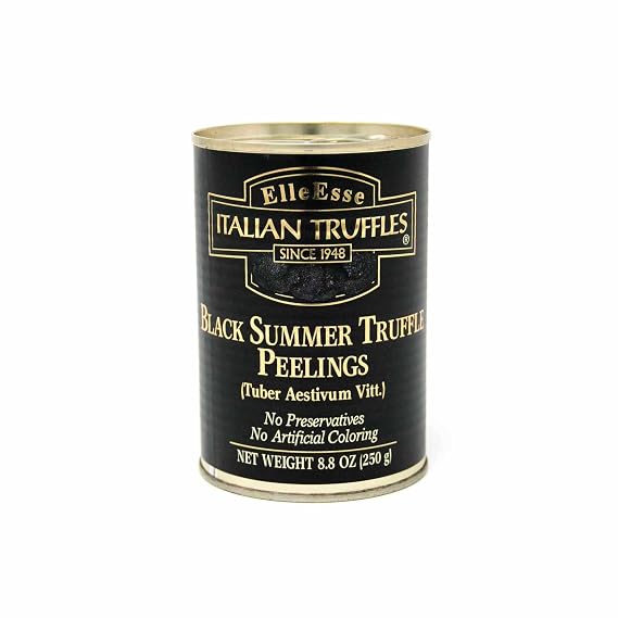 Elle Esse Authentic Italian Black Summer Truffle Slices "Peelings" Perfect for Pasta, Pizza & Meats, 8.8 oz (250g)