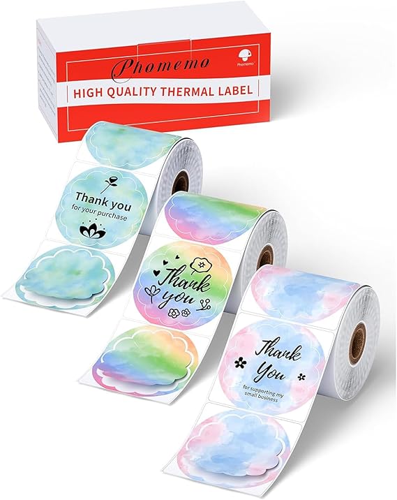Phomemo 3 Rolls M110 M120 M200 M220 M221 Labels 50mm x 50mm Thermal Labels Flowers Gradient Labels for DIY Design Price Name Address Logo