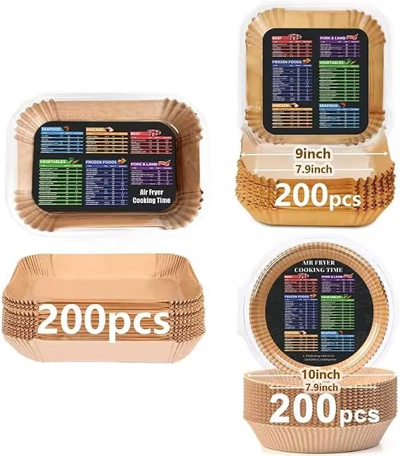 200PCS Disposable Air Fryer Liners: Non-Stick Disposable Parchment Paper Liner