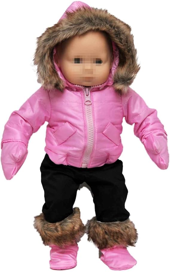 The Queens Treasures 15" Complete Doll Clothes for American Girl's Bitty Baby & Twins! Pink Snow Suit Jacket, Pants, Mittens & Boots. Packaged in Reusable Garment Bag & Plastic Hanger